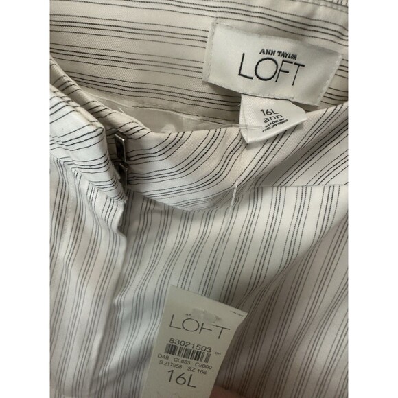 Ann Taylor Ann Dress Pants Size 16L Cream With Black Pinstripes - Picture 4 of 7